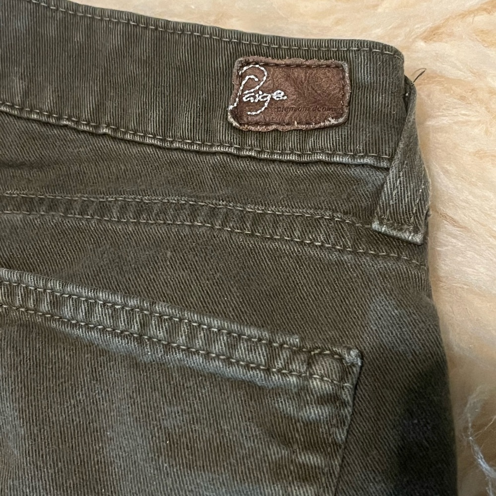PAIGE Peg Skinny Olive Green Jeans - Picture 3 of 6